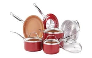 BulbHead Red Copper Copper-Infused Non-Stick Cookware Set