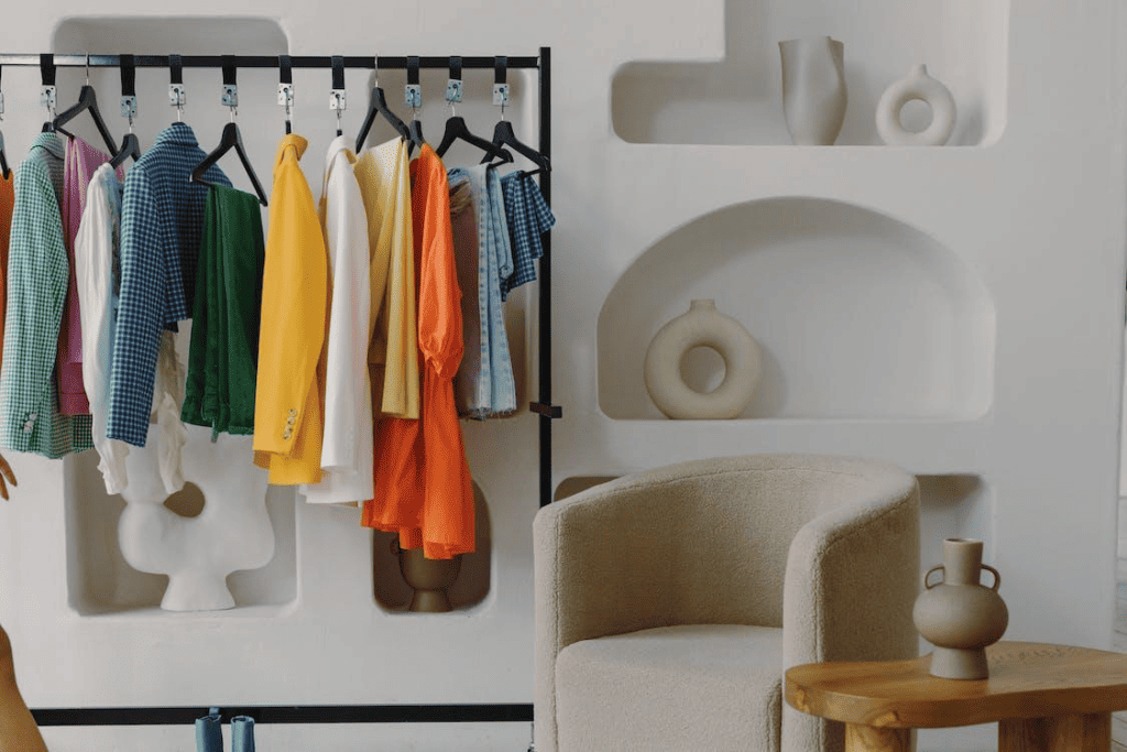 Free Clothes Hanging on a Clothing Rack Stock Photo